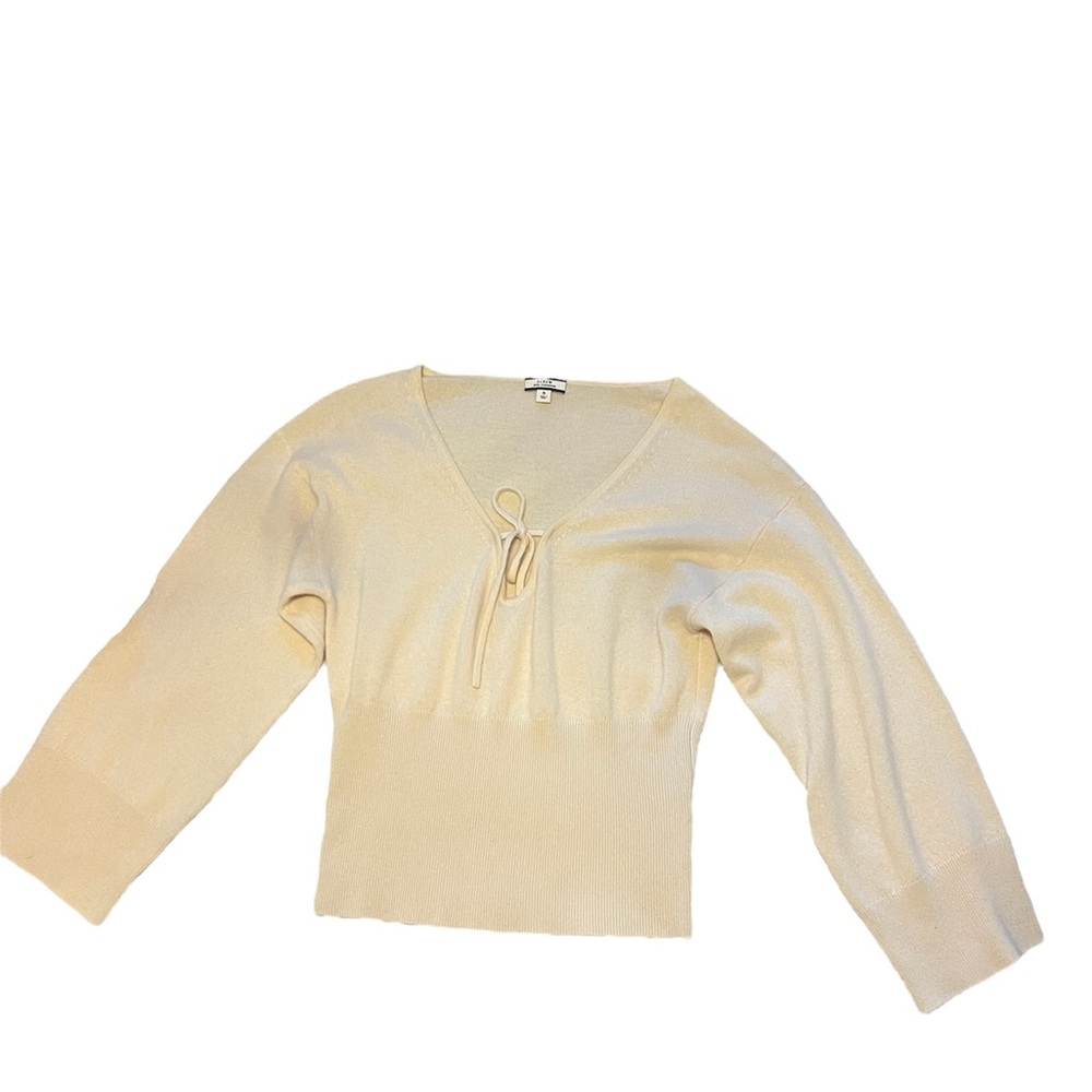 J Crew Cashmere Cream Ribbed Crewneck Sweater | Small